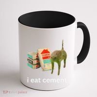 I Eat Funny Cement Cat Cursed Meme Coffee Mug thumb 1