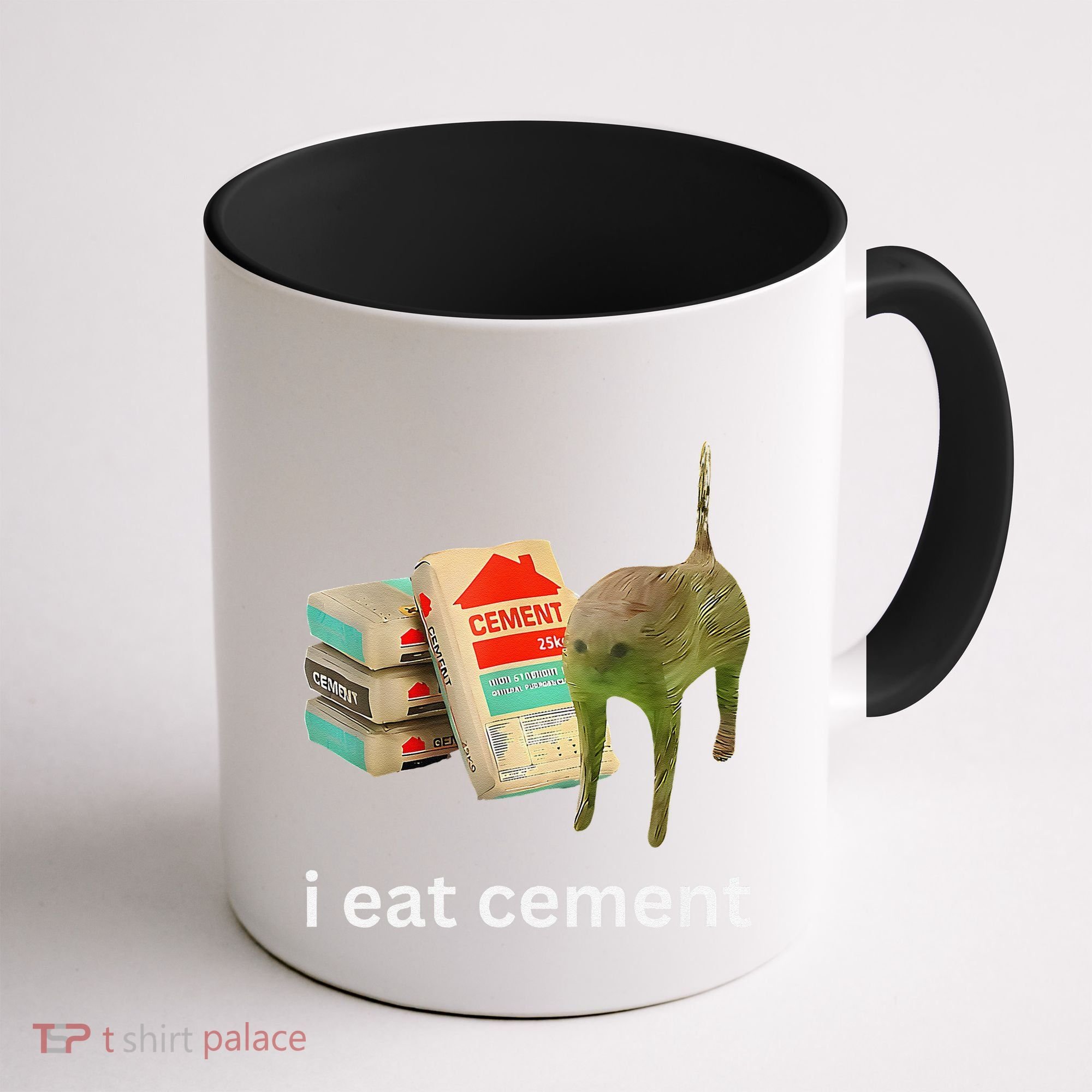 I Eat Funny Cement Cat Cursed Meme Coffee Mug