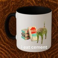 I Eat Funny Cement Cat Cursed Meme Coffee Mug thumb 2