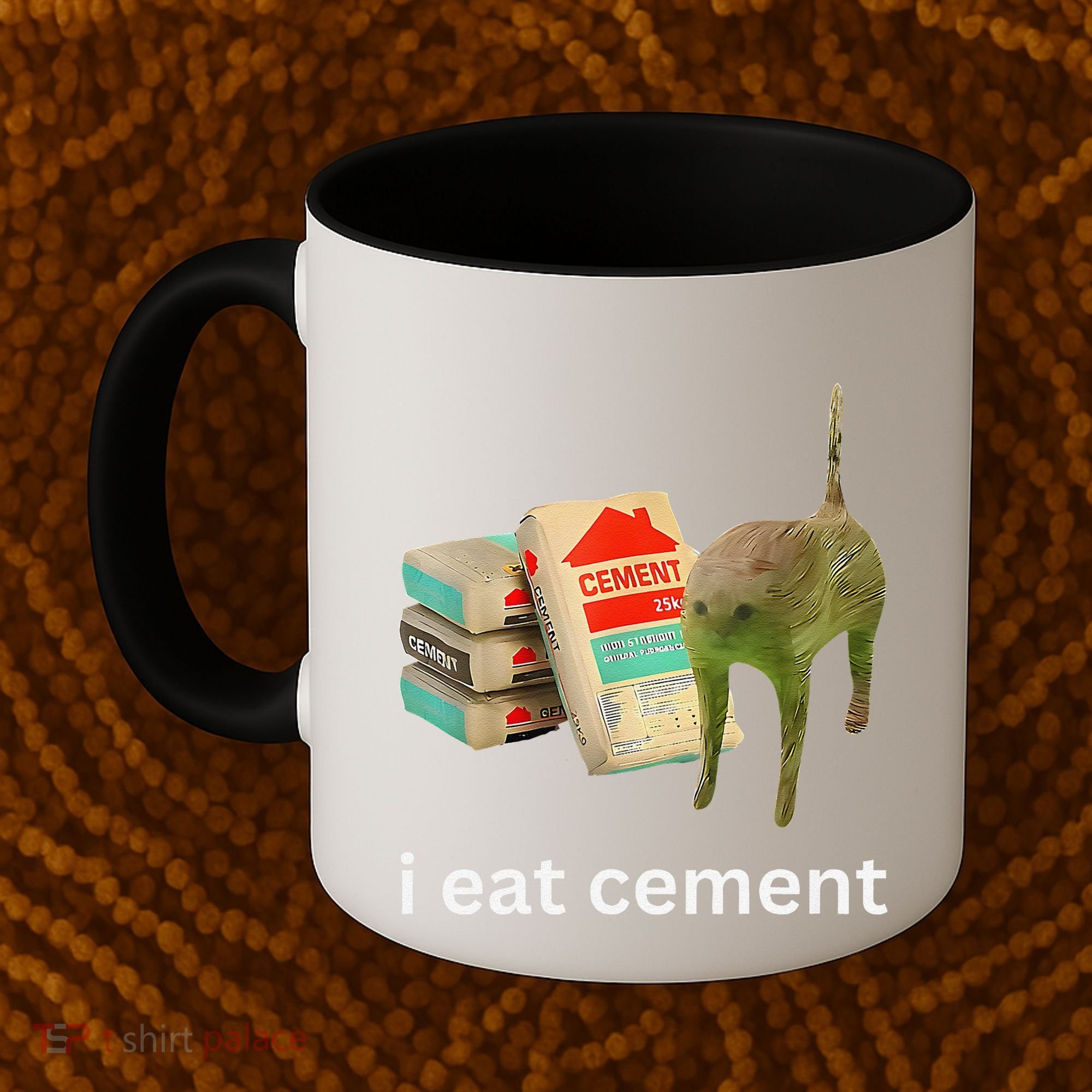 I Eat Funny Cement Cat Cursed Meme Coffee Mug