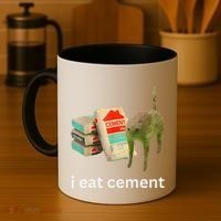 I Eat Funny Cement Cat Cursed Meme Coffee Mug thumb 4
