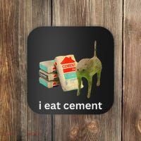 I Eat Funny Cement Cat Cursed Meme Coaster thumb 0