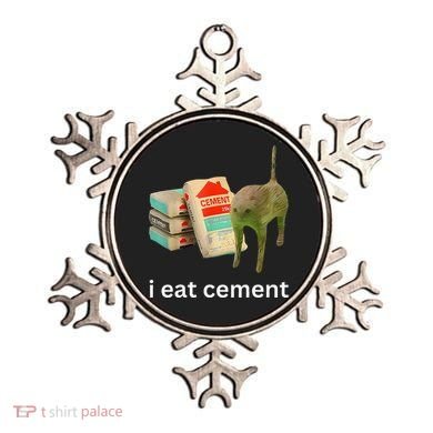 I Eat Funny Cement Cat Cursed Meme Ornament
