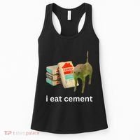 I Eat Funny Cement Cat Cursed Meme Women's Tank Top thumb 0