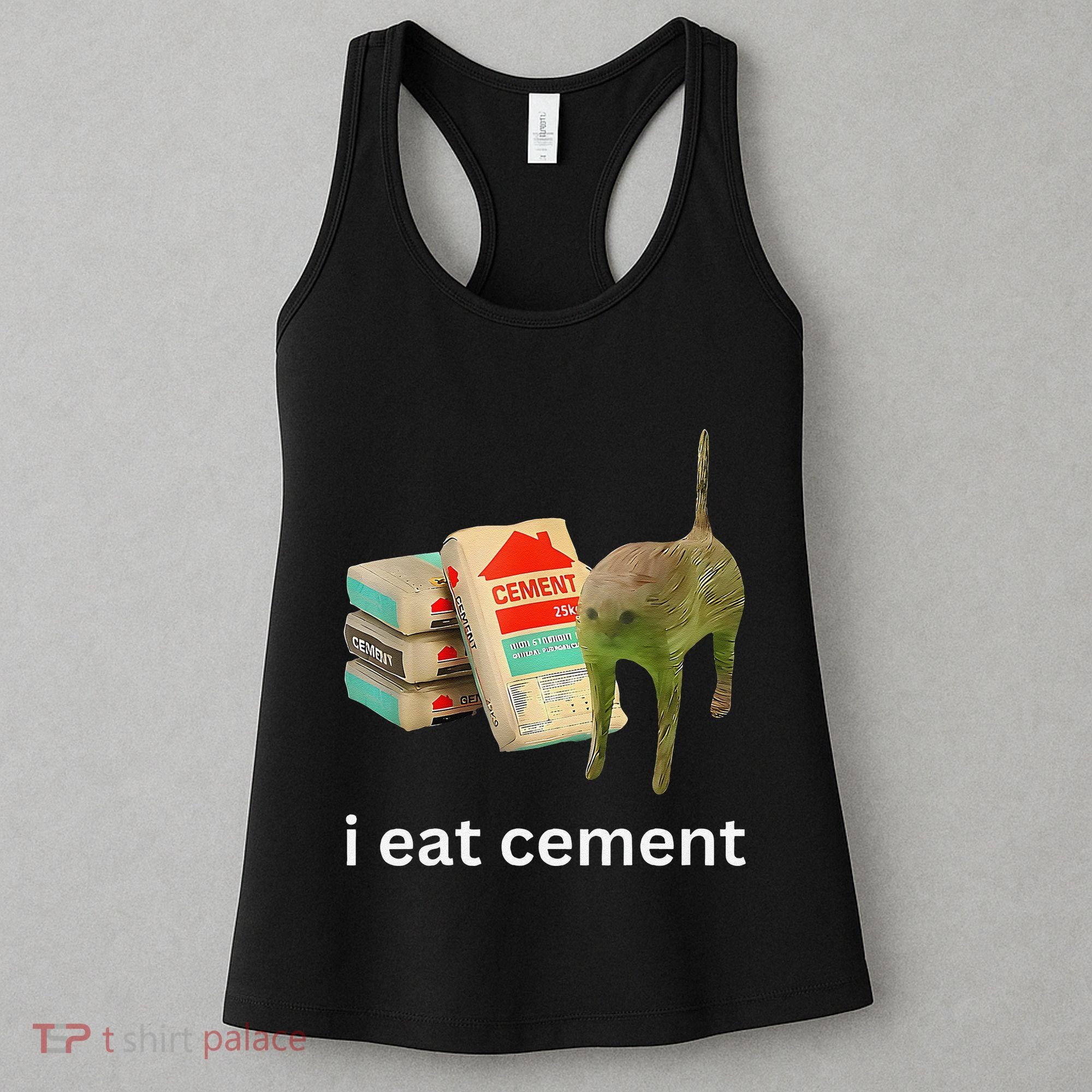 I Eat Funny Cement Cat Cursed Meme Women's Tank Top