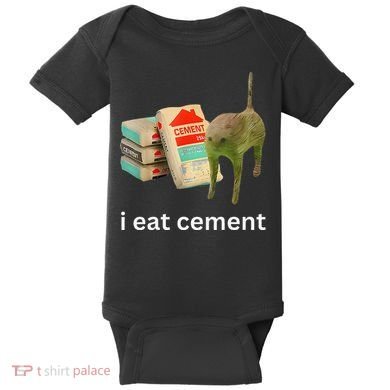 I Eat Funny Cement Cat Cursed Meme Baby Bodysuit