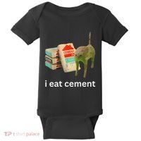 I Eat Funny Cement Cat Cursed Meme Baby Bodysuit thumb 0