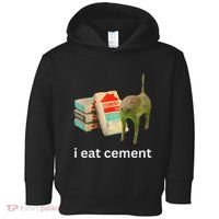 I Eat Funny Cement Cat Cursed Meme Toddler Hoodie thumb 0