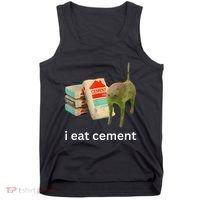 I Eat Funny Cement Cat Cursed Meme Tank Top thumb 0