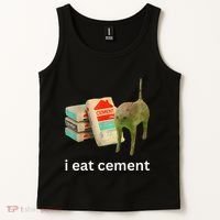 I Eat Funny Cement Cat Cursed Meme Tank Top thumb 2