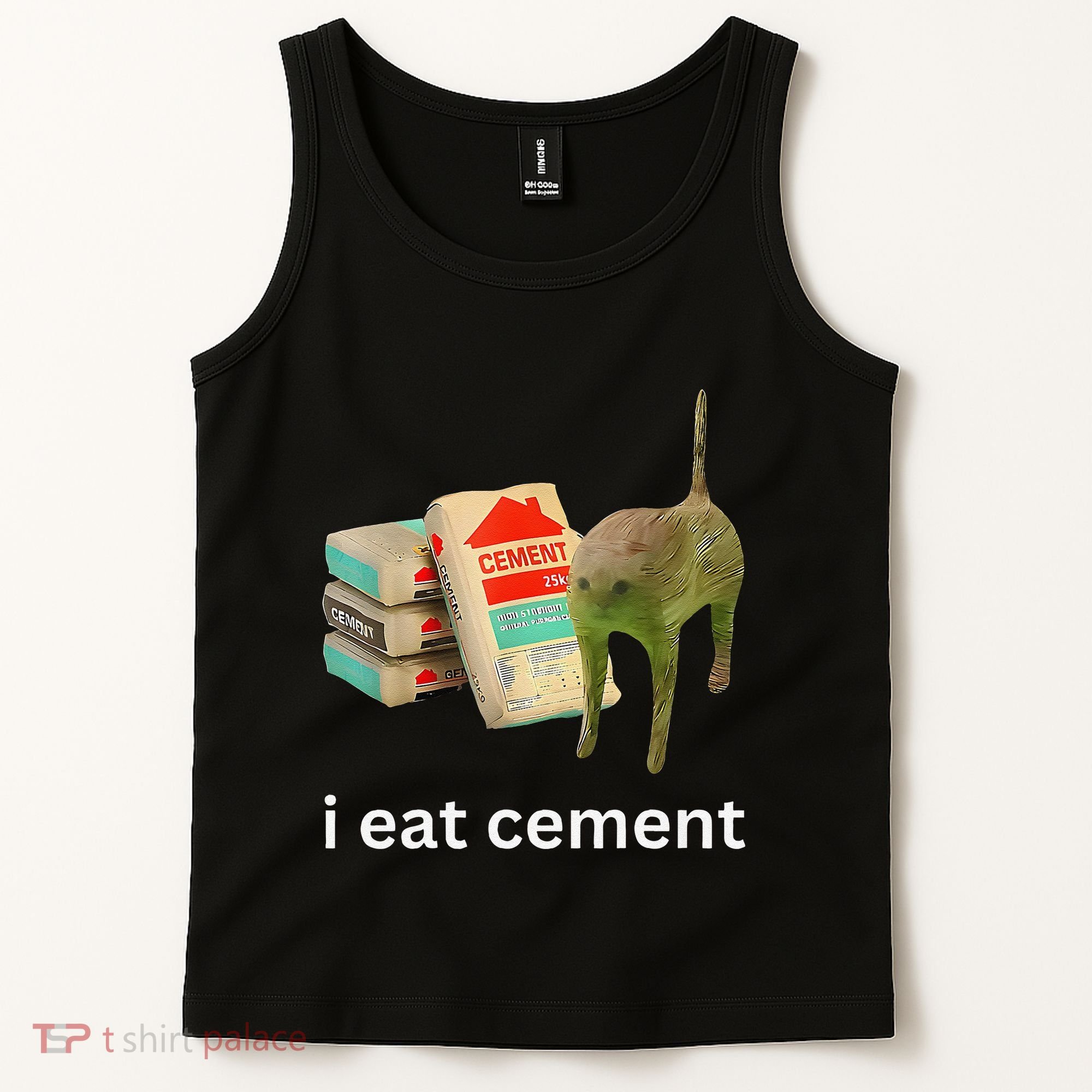 I Eat Funny Cement Cat Cursed Meme Tank Top