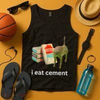 I Eat Funny Cement Cat Cursed Meme Tank Top thumb 4