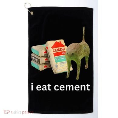 I Eat Funny Cement Cat Cursed Meme Golf Towel