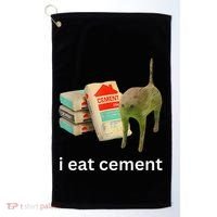 I Eat Funny Cement Cat Cursed Meme Golf Towel thumb 0