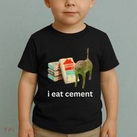 I Eat Funny Cement Cat Cursed Meme Toddler T-Shirt thumb 2
