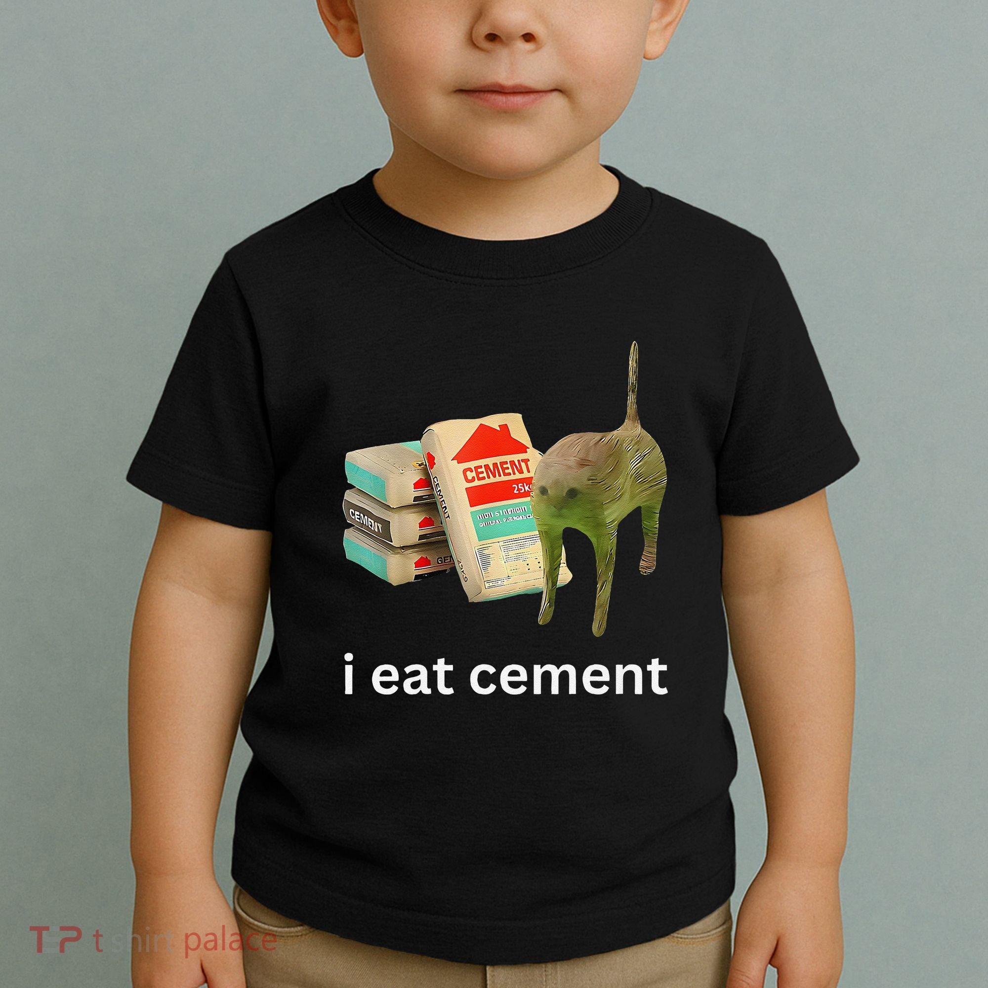 I Eat Funny Cement Cat Cursed Meme Toddler T-Shirt