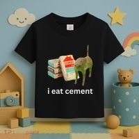 I Eat Funny Cement Cat Cursed Meme Toddler T-Shirt thumb 3
