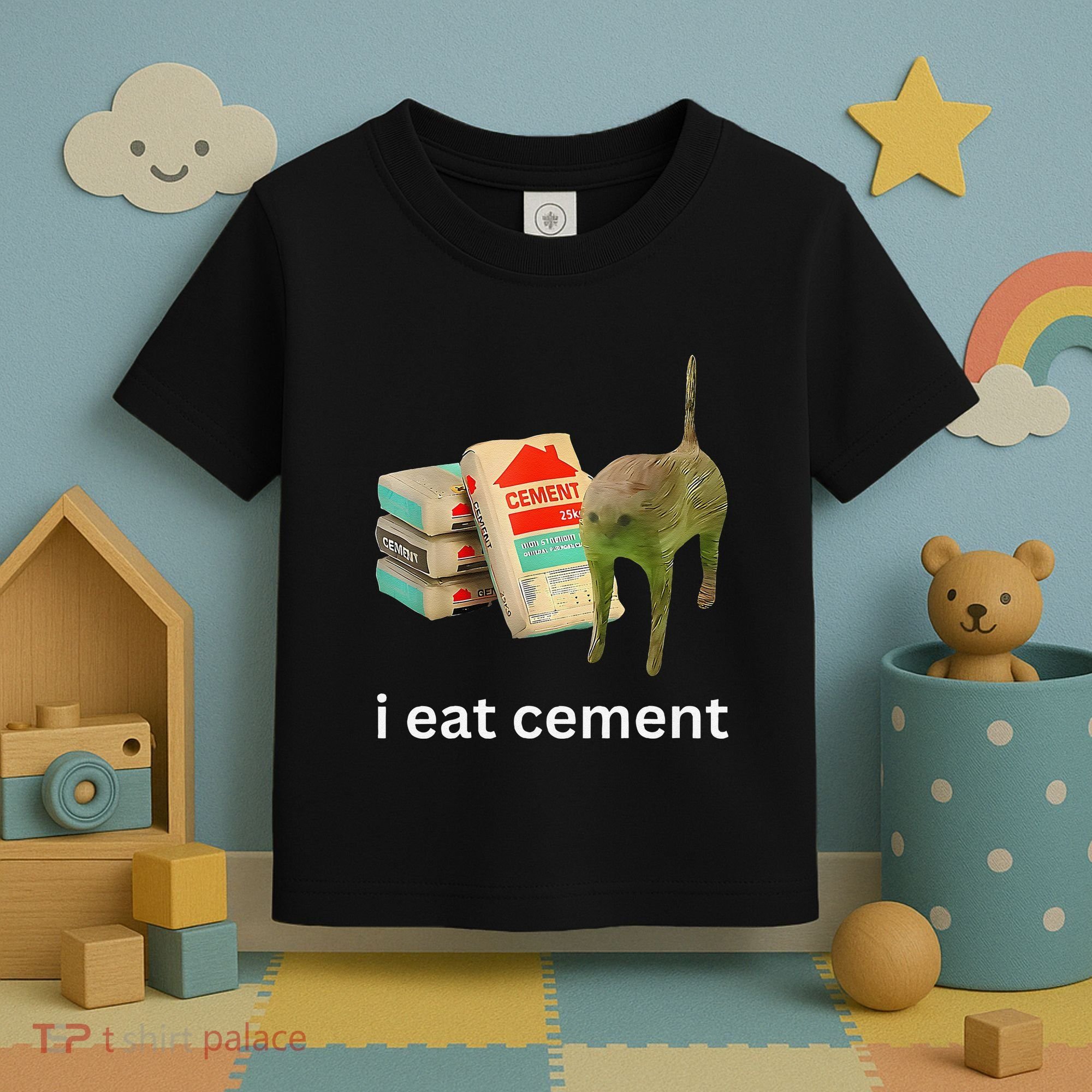 I Eat Funny Cement Cat Cursed Meme Toddler T-Shirt