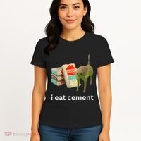I Eat Funny Cement Cat Cursed Meme Women's T-Shirt thumb 4