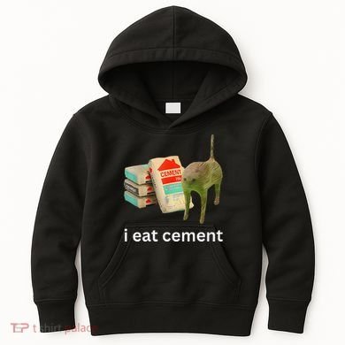 I Eat Funny Cement Cat Cursed Meme Kids Hoodie