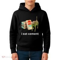 I Eat Funny Cement Cat Cursed Meme Kids Hoodie thumb 4