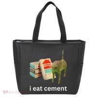 I Eat Funny Cement Cat Cursed Meme Tote Bag thumb 0