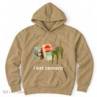 I Eat Funny Cement Cat Cursed Meme Hoodie thumb 0