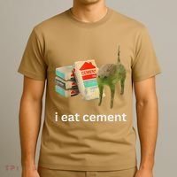 I Eat Funny Cement Cat Cursed Meme T-Shirt thumb 3