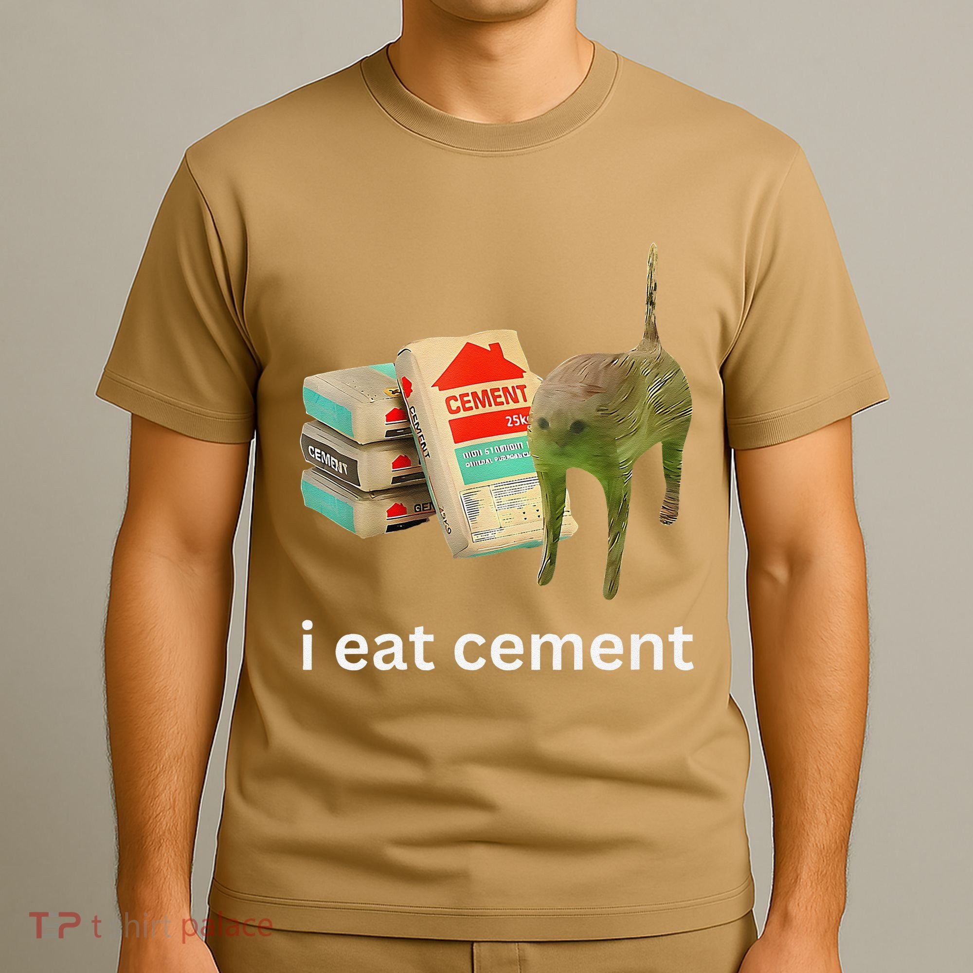 I Eat Funny Cement Cat Cursed Meme T-Shirt