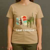 I Eat Funny Cement Cat Cursed Meme T-Shirt thumb 4