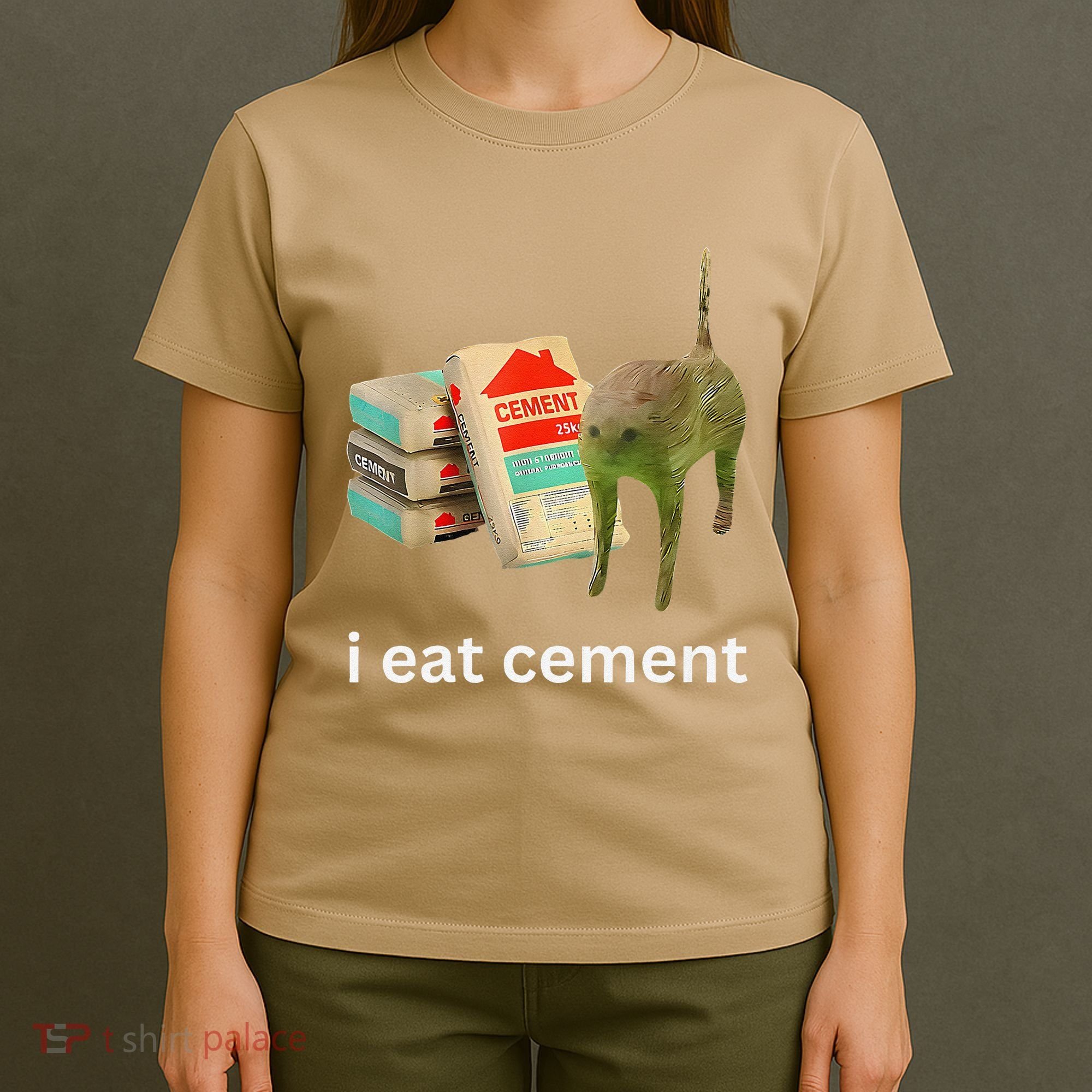I Eat Funny Cement Cat Cursed Meme T-Shirt