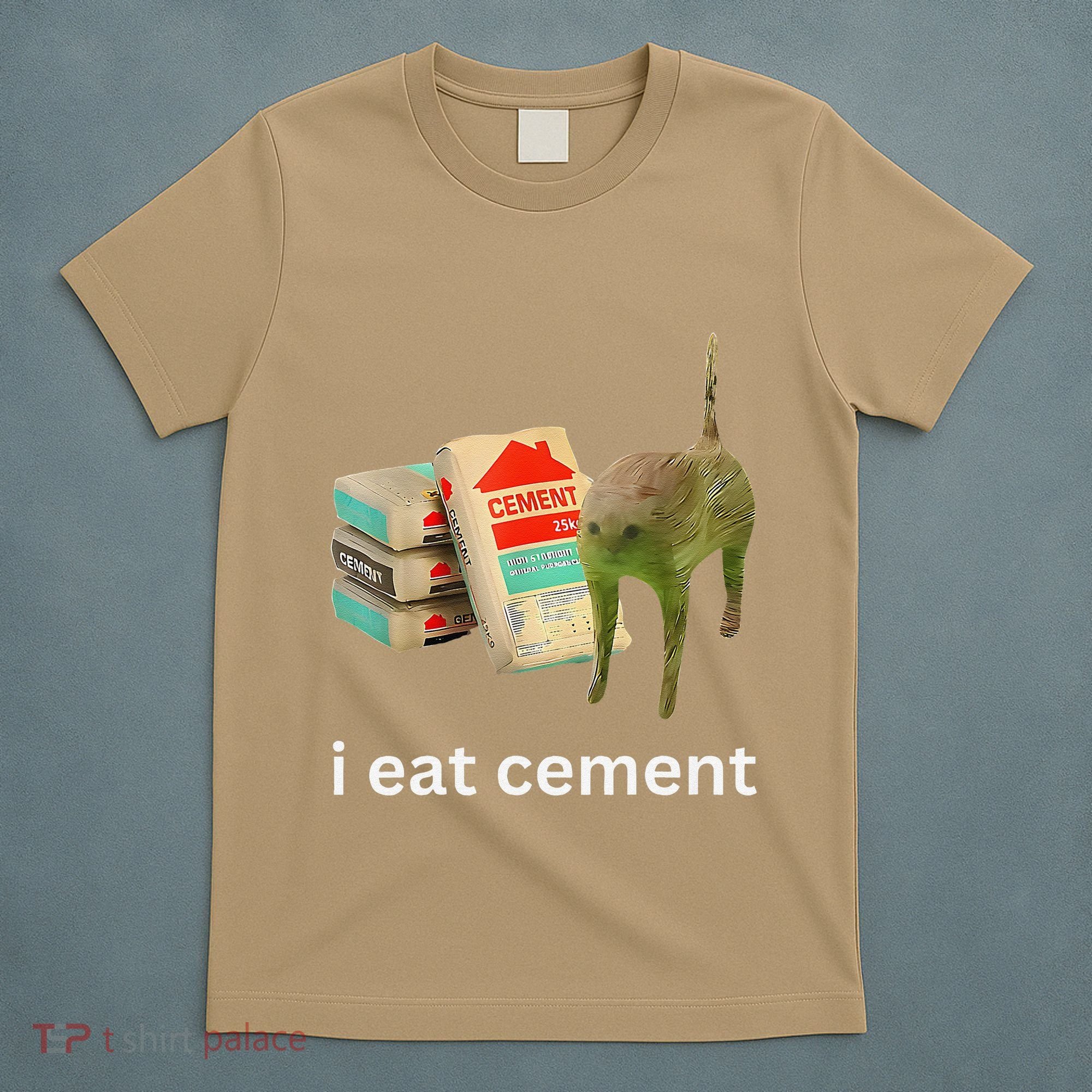I Eat Funny Cement Cat Cursed Meme T-Shirt