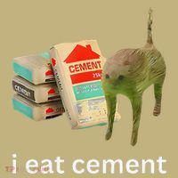 I Eat Funny Cement Cat Cursed Meme Button thumb 1