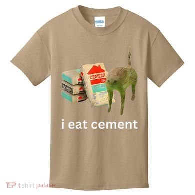I Eat Funny Cement Cat Cursed Meme Kids T-Shirt