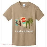 I Eat Funny Cement Cat Cursed Meme Kids T-Shirt thumb 0