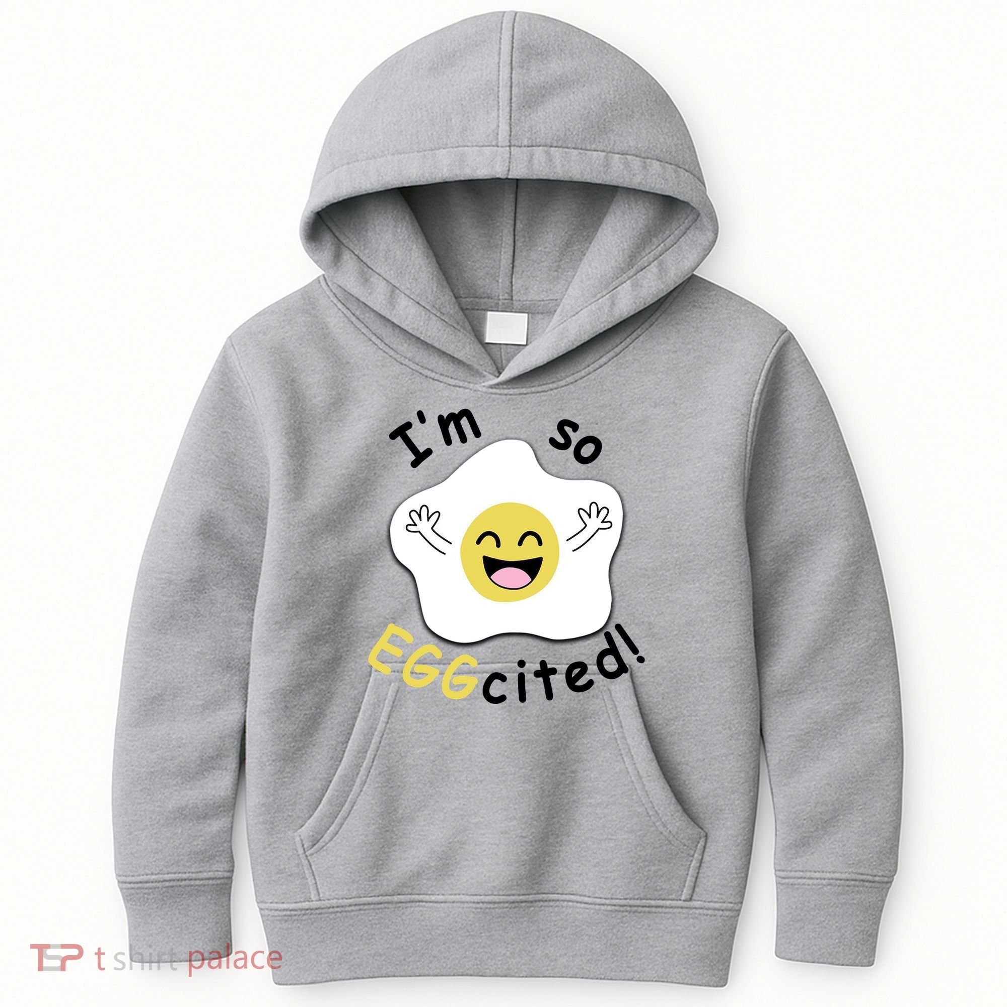 Im Eggcited Funny Humor Kids Hoodie