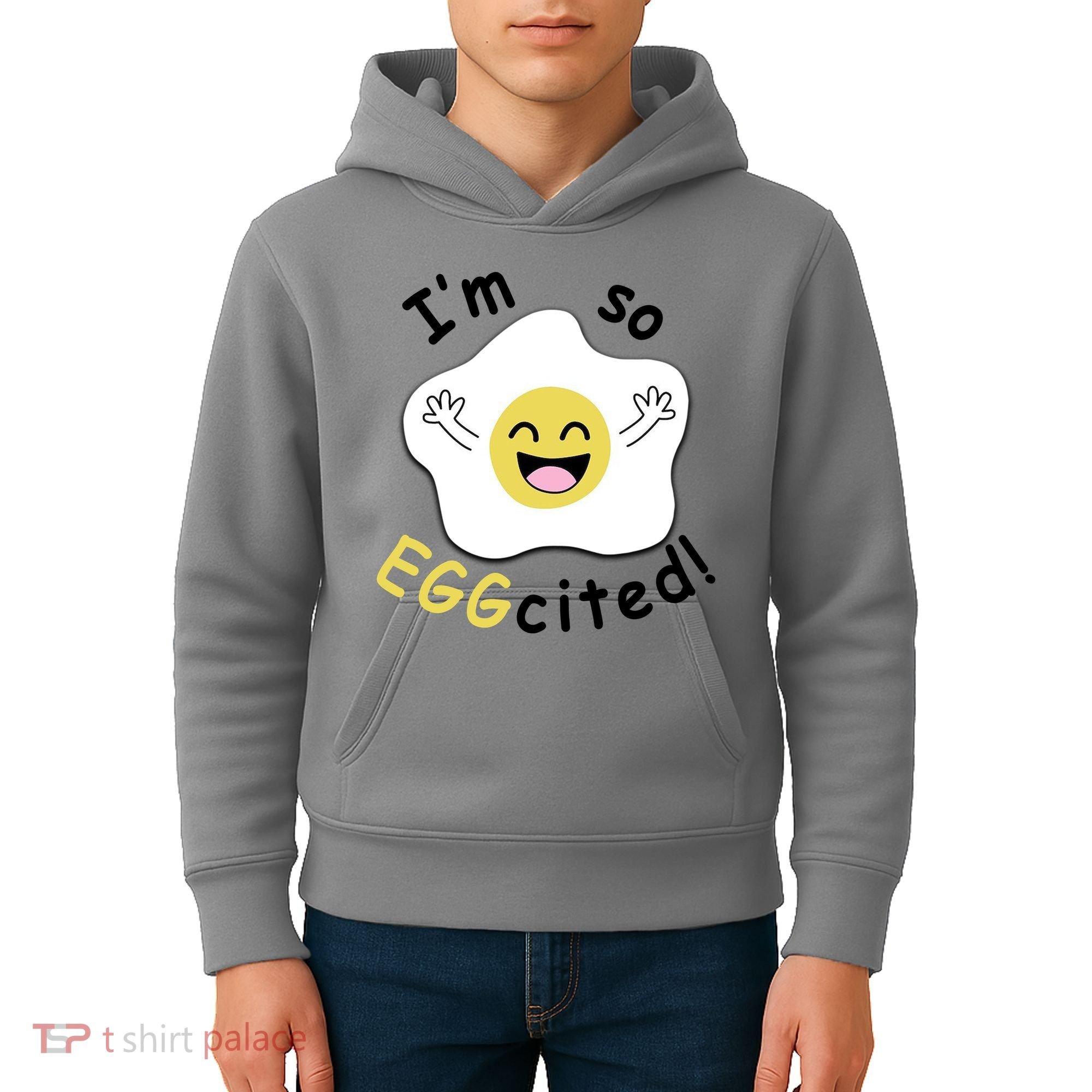 Im Eggcited Funny Humor Kids Hoodie