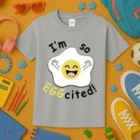 Im Eggcited Funny Humor Kids T-Shirt thumb 3
