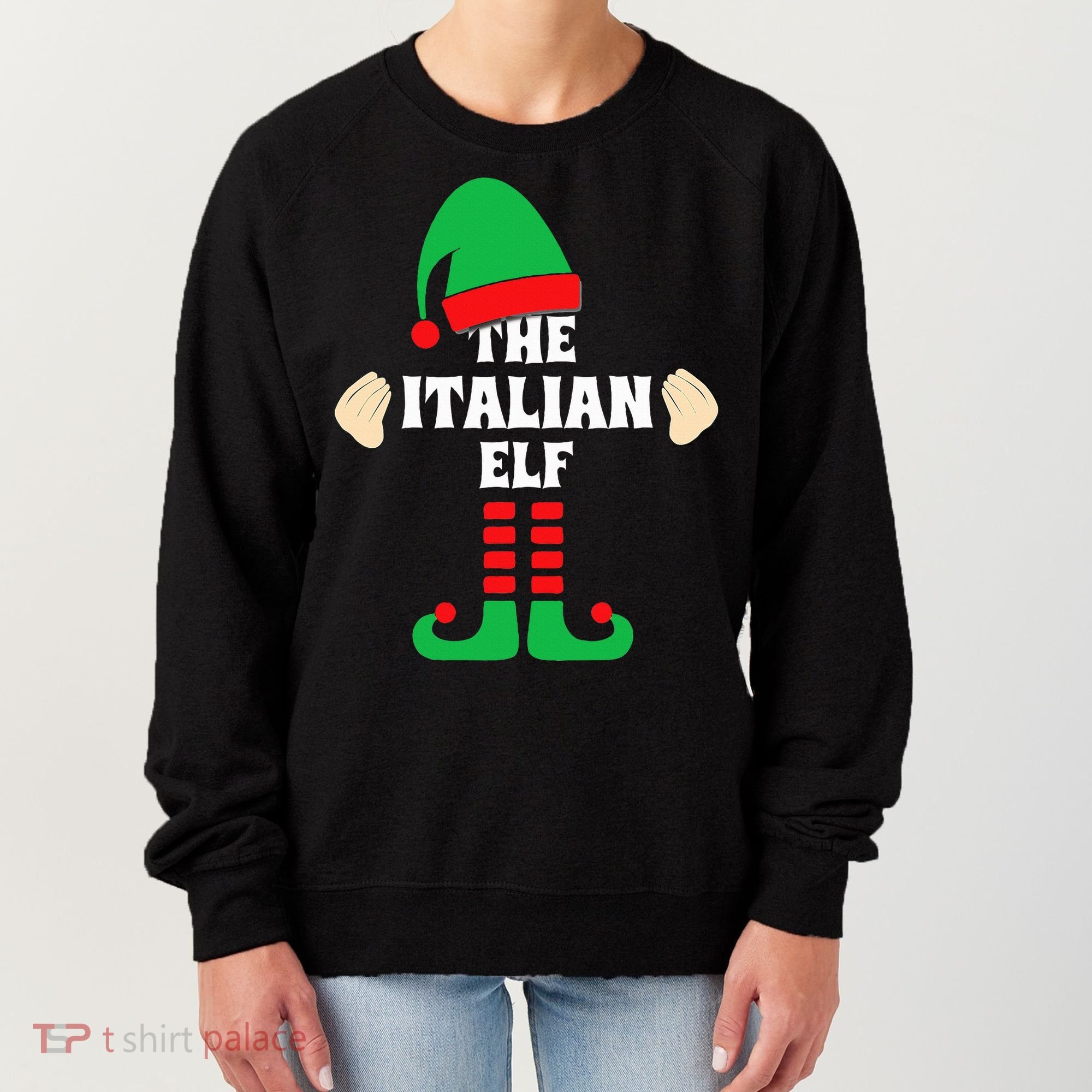 Italian Elf Hand Gesture Christmas Matching Pajamas  Women's Sweatshirt