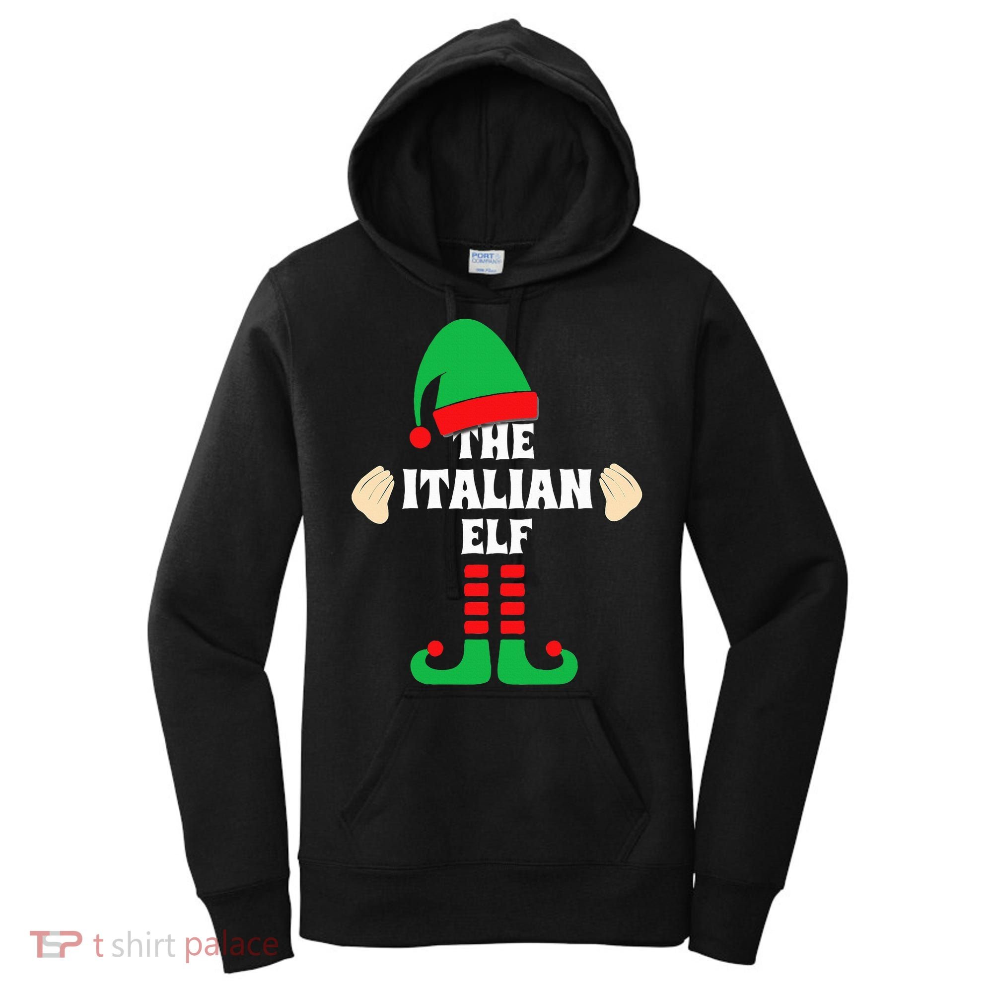 Italian Elf Hand Gesture Christmas Matching Pajamas  Women's Hoodie