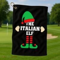 Italian Elf Hand Gesture Christmas Matching Pajamas  Golf Towel thumb 1