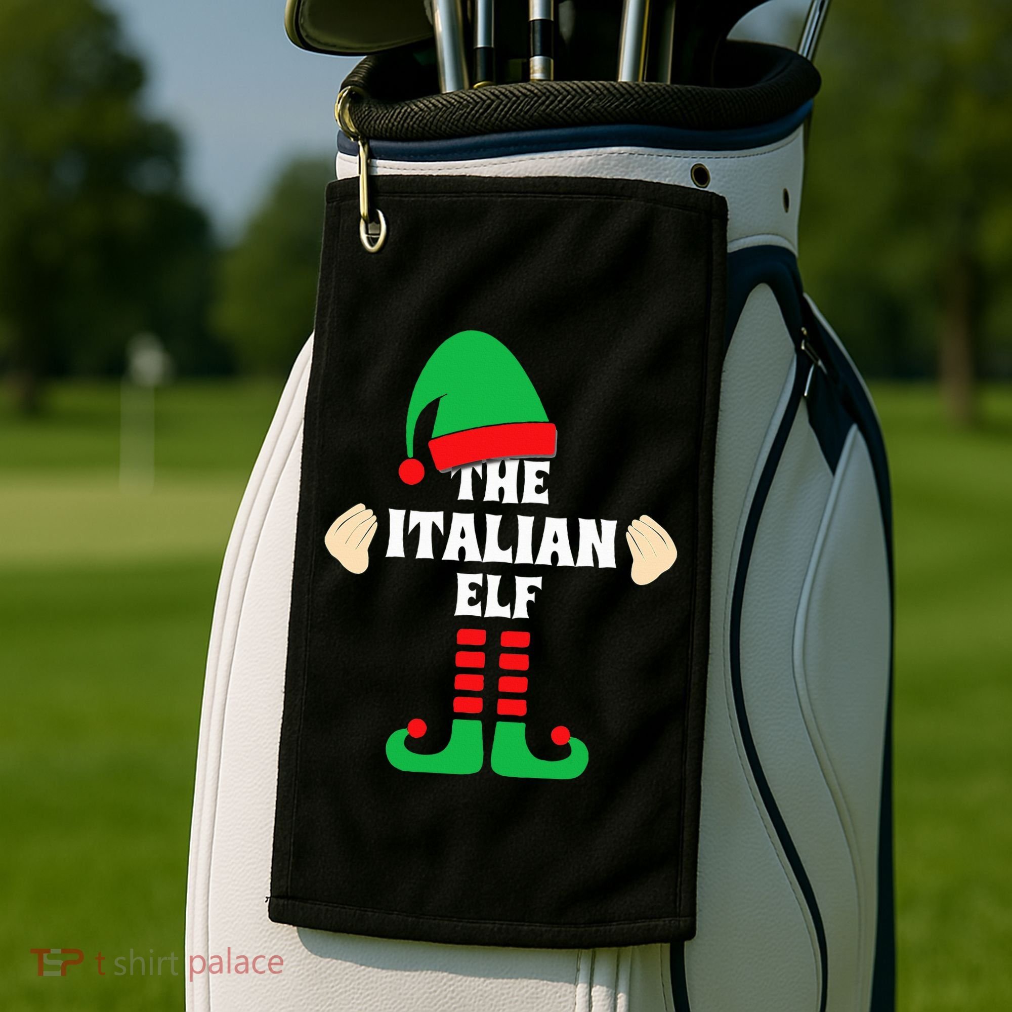 Italian Elf Hand Gesture Christmas Matching Pajamas  Golf Towel