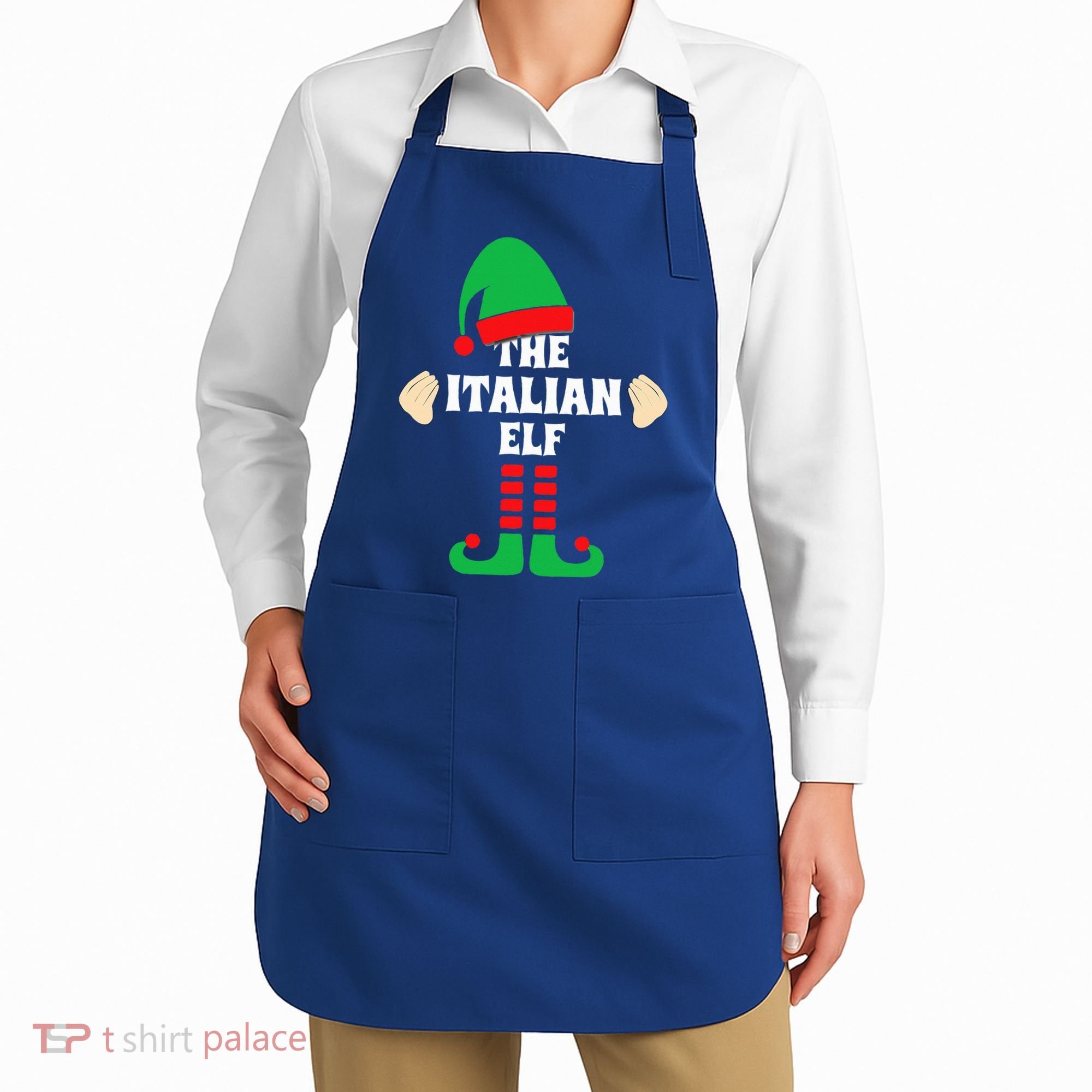 Italian Elf Hand Gesture Christmas Matching Pajamas  Apron