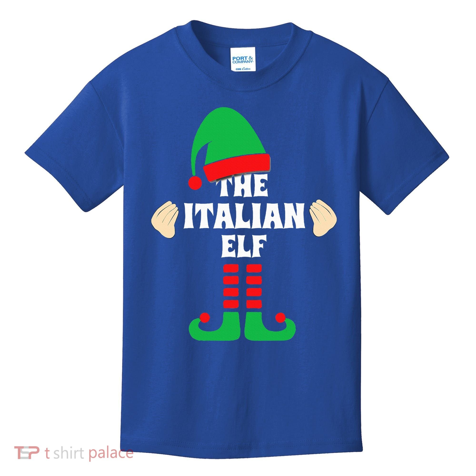 Italian Elf Hand Gesture Christmas Matching Pajamas  Kids T-Shirt