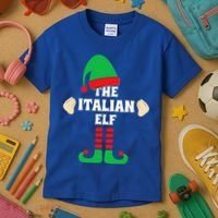 Italian Elf Hand Gesture Christmas Matching Pajamas  Kids T-Shirt thumb 3