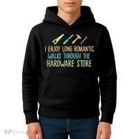 I Enjoy Long Romantic Walks Through The Hardware Store Kids Hoodie thumb 4