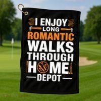 I Enjoy Long Romantic Walks Through Home Depot Funny Golf Towel thumb 1