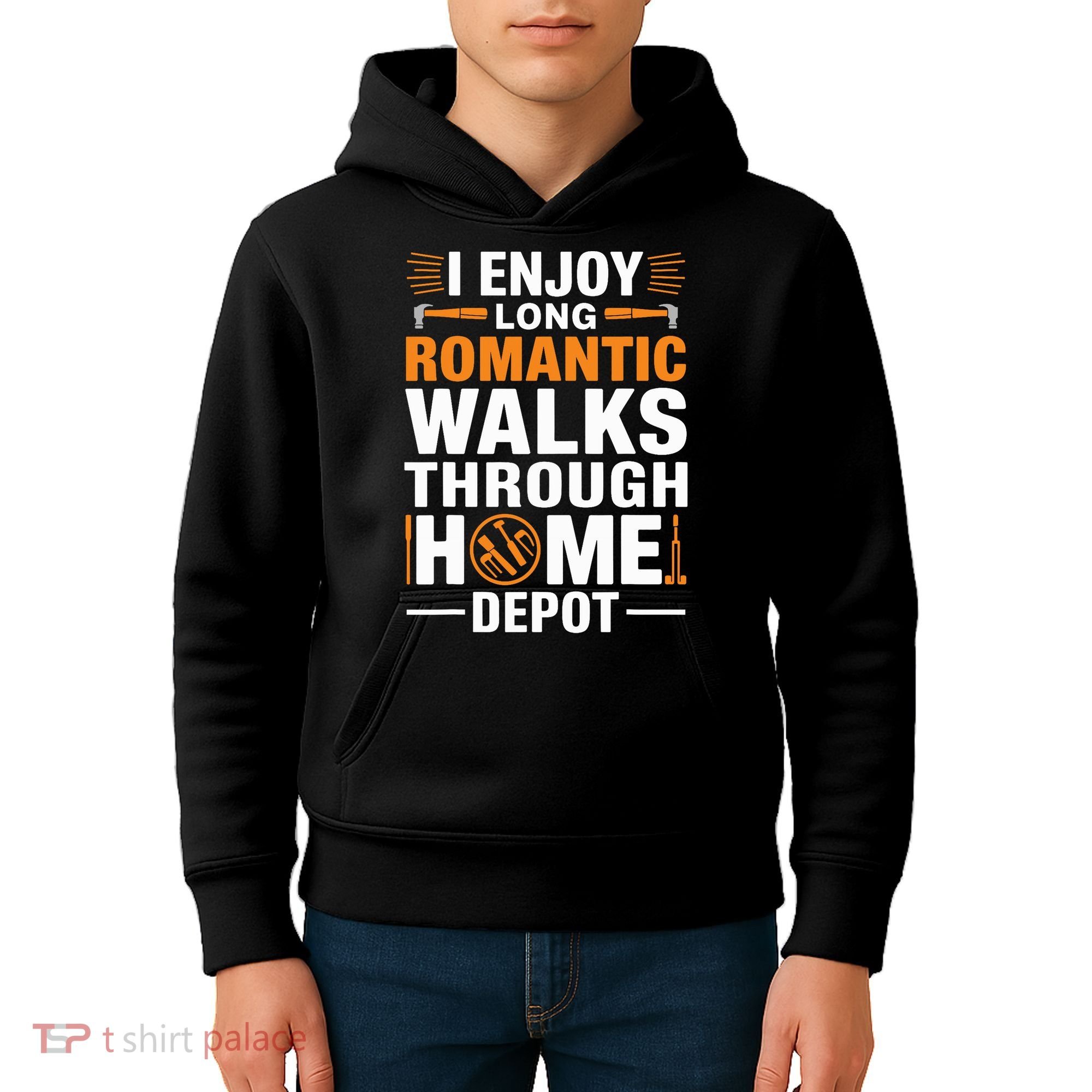 I Enjoy Long Romantic Walks Through Home Depot Funny Kids Hoodie