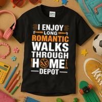 I Enjoy Long Romantic Walks Through Home Depot Funny Kids T-Shirt thumb 3
