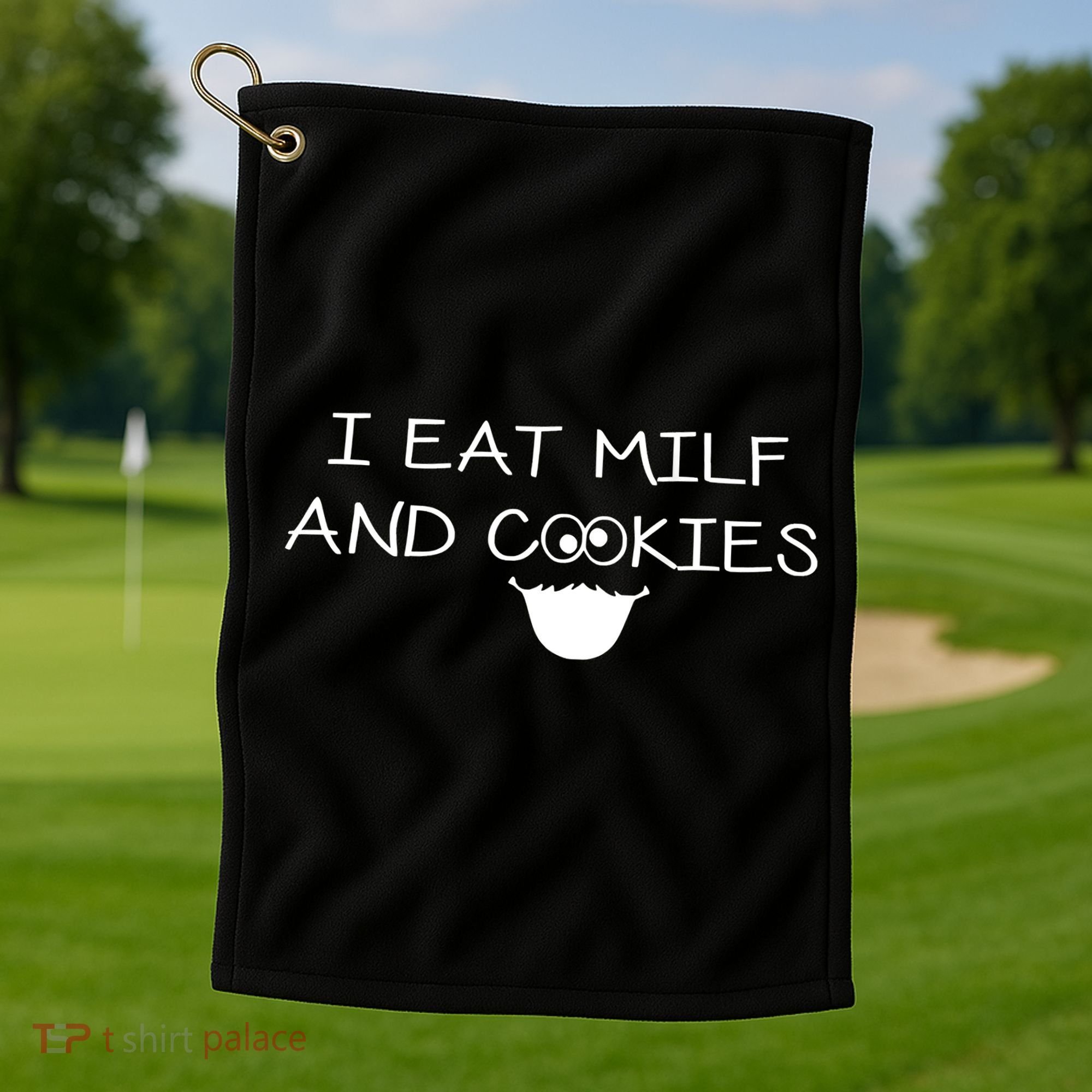 I Eat Milf And Cookies Humor Funny Golf Towel